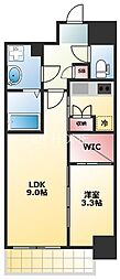 マリンズ心斎橋3 1LDKの間取図画像