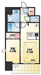 エステムコート谷町9丁目 1LDKの間取図画像