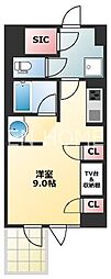 KDX堺筋本町レジデンス ワンルームの間取図画像