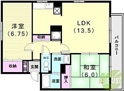 サニーガーデン須磨 2階2LDKの間取り