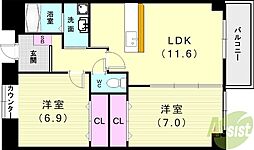 ソレイユ　アリセ 2階1SLDKの間取り