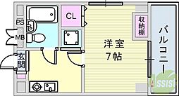 プラーフ上沢 3階1Kの間取り