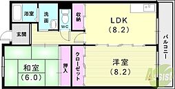メゾン3桑原 2LDKの間取図画像