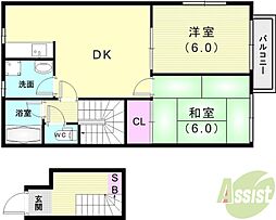 山下ハイツ 2DKの間取図画像