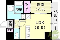 ソルテラスKOBE新長田駅前 1LDKの間取図画像