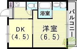 ヴィラナリー雲雀ケ丘1号棟 1DKの間取図画像