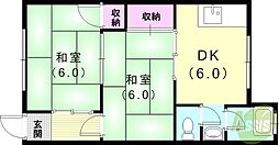 千寿荘 2DKの間取図画像