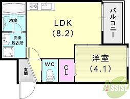 KobeMKC 1LDKの間取図画像