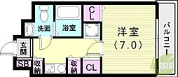 フローレンス西 1Kの間取図画像