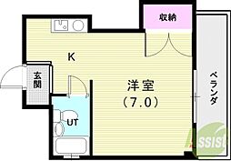 藤井ハイツ 1Kの間取図画像