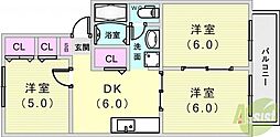 ベルフォーレ1番館 3DKの間取図画像
