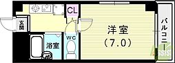 須磨扇コーポ 1Kの間取図画像