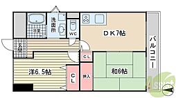 マンション妙法寺 2DKの間取図画像