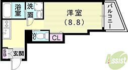 真野マンション ワンルームの間取図画像