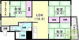 新吉田住宅2号棟 3LDKの間取図画像