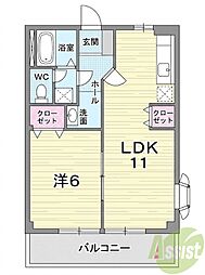 パークハイツ 1LDKの間取図画像
