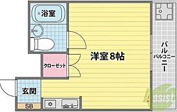 ベルウエスト 1Kの間取図画像