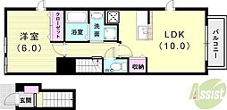 ヴィラ・アニメート 1LDKの間取図画像