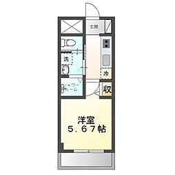 六軒町壱番館 1Kの間取図画像