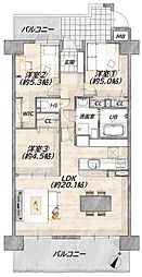 サンディパークス2番館 3LDKの間取図画像