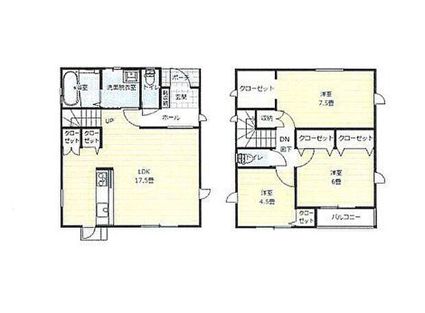 3LDKの間取りです。2Fにはバルコニーが付いています☆