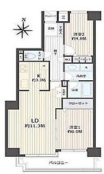 フジ・マルシェビルクレール・マルシェ川口 2LDKの間取図画像