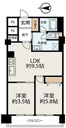 フドウ西川口ハイツ 2LDKの間取図画像