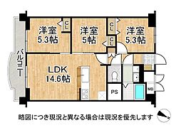 向島ニュータウン第三街区3-C棟 3LDKの間取図画像