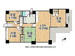 ロイヤルフラッツ唐崎 4LDKの間取図画像