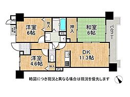 グローバル堅田2 3LDKの間取図画像