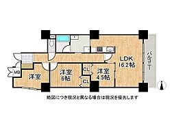 ファーストタワー大津MARY 3LDKの間取図画像