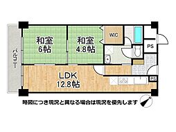 シャルマンコーポ草津-2 2LDKの間取図画像