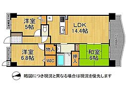 ロータリーマンション西大津ラクス・ヒルズ 3LDKの間取図画像