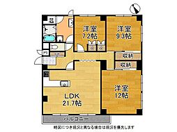 セントラルハイツ淀 3LDKの間取図画像