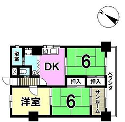 第一南陽ハイツ 3DKの間取図画像
