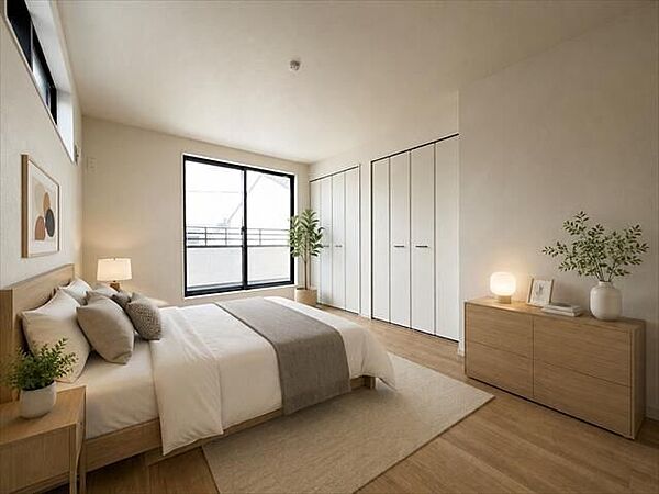 7.6帖：一番広い居室ですので主寝室に最適です。※実際の写真に家具や調度品をCG合成したものです。（家具等は販売に含まれておりません）