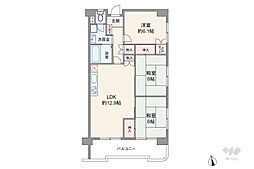 西川口第2ローヤルコーポ 3LDKの間取図画像