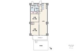 財形第9常盤台マンション 2LDKの間取図画像