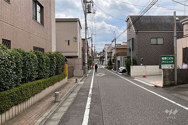 敷地西側の前面道路（北側から）