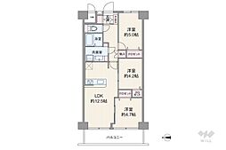 恒陽王子マンション 3LDKの間取図画像