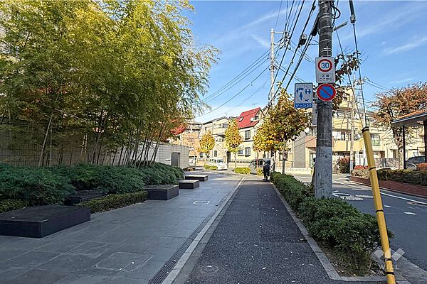 敷地南東側の前面道路歩道も確保されており安心です。