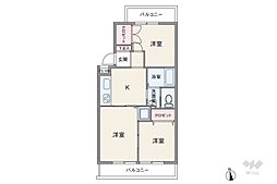 キャニオンマンション第2加賀町 3Kの間取図画像