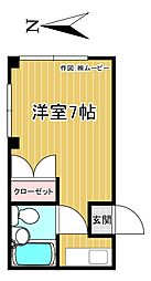 大木マンション 3階ワンルームの間取り