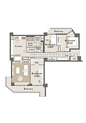 西宮門戸パークハイツ 3LDKの間取図画像