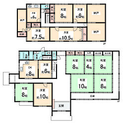 家賃下がった吉野桜眺望から12km民泊/店舗可の113坪の建物貸家 2階12SDKの間取り
