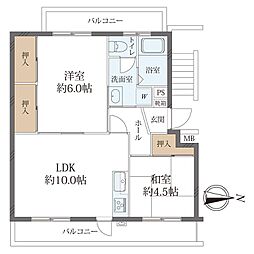 第一大池マンション 2LDKの間取図画像