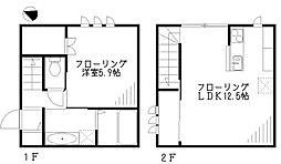 南荻窪4丁目メゾネット 2階1LDKの間取り