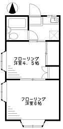 ロッケンハウスB 2Kの間取図画像