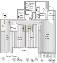 御殿山パークマンション 3LDKの間取図画像