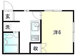 コートK1 1Kの間取図画像